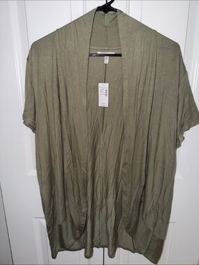Maurice’s Light Olive Open Front Draped Cardigan